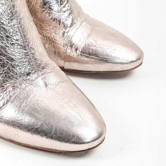 Dries Van Noten Rose-gold Crinkled Patent Leather Boots - Picture 6 of 11